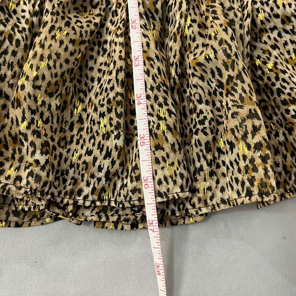 Vince Camuto Leopard Print Metallic Gold Foil Tiered Babydoll Mini Dress S - Picture 7 of 8